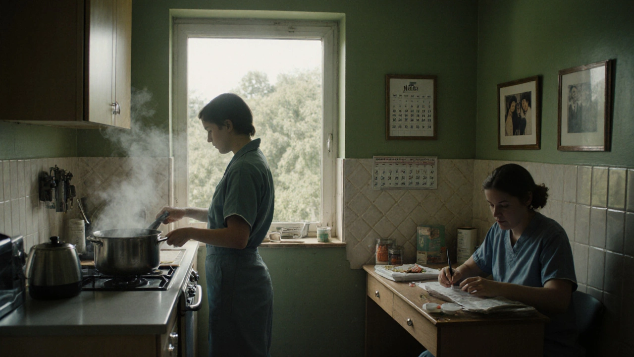 Працівники в санаторії: один готує, інший організовує догляд у спільній кімнаті.