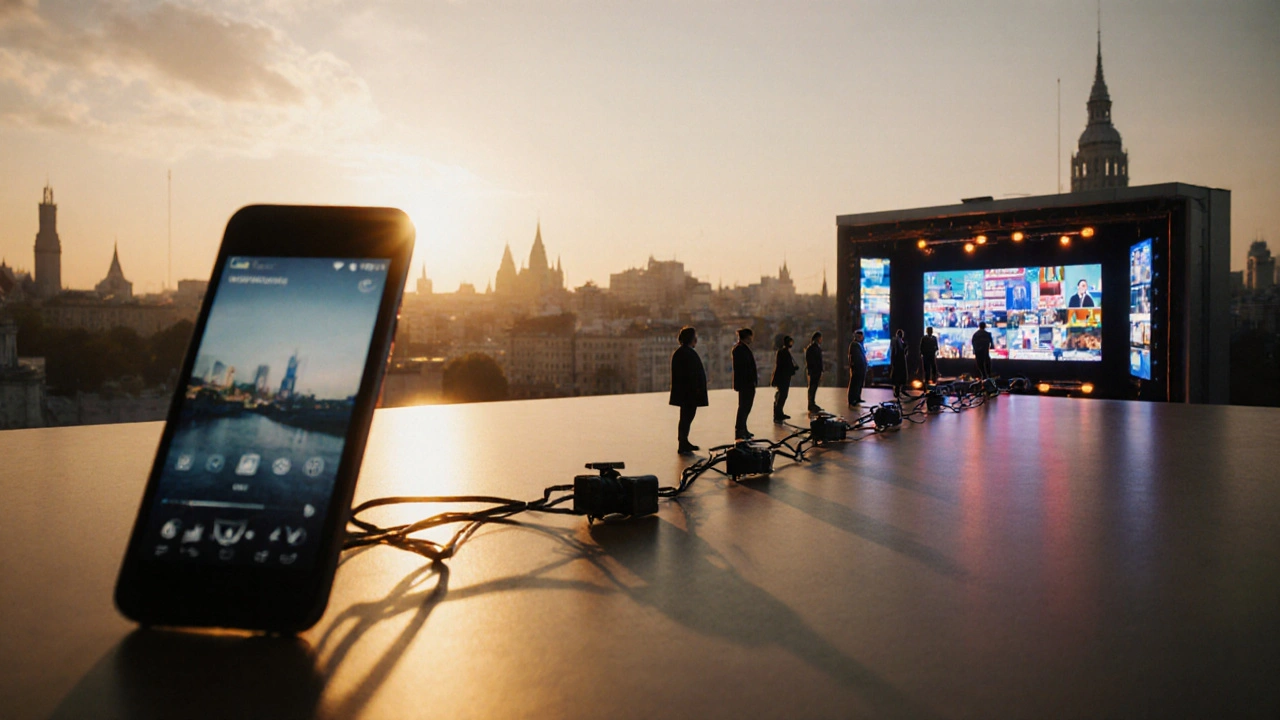 Шлях від смартфона до телестудії — символічне зображення кар’єри в телебаченні.