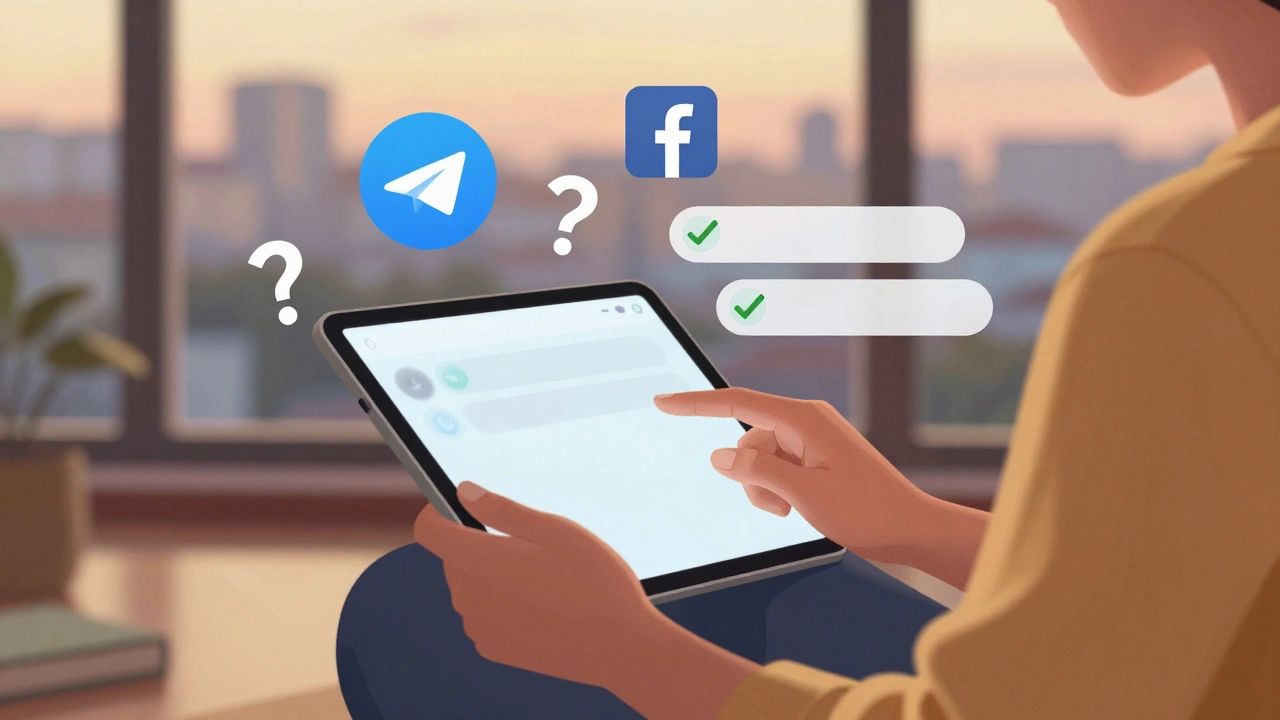 Людина відповідає на повідомлення в чаті, сидячи вдома з планшетом.