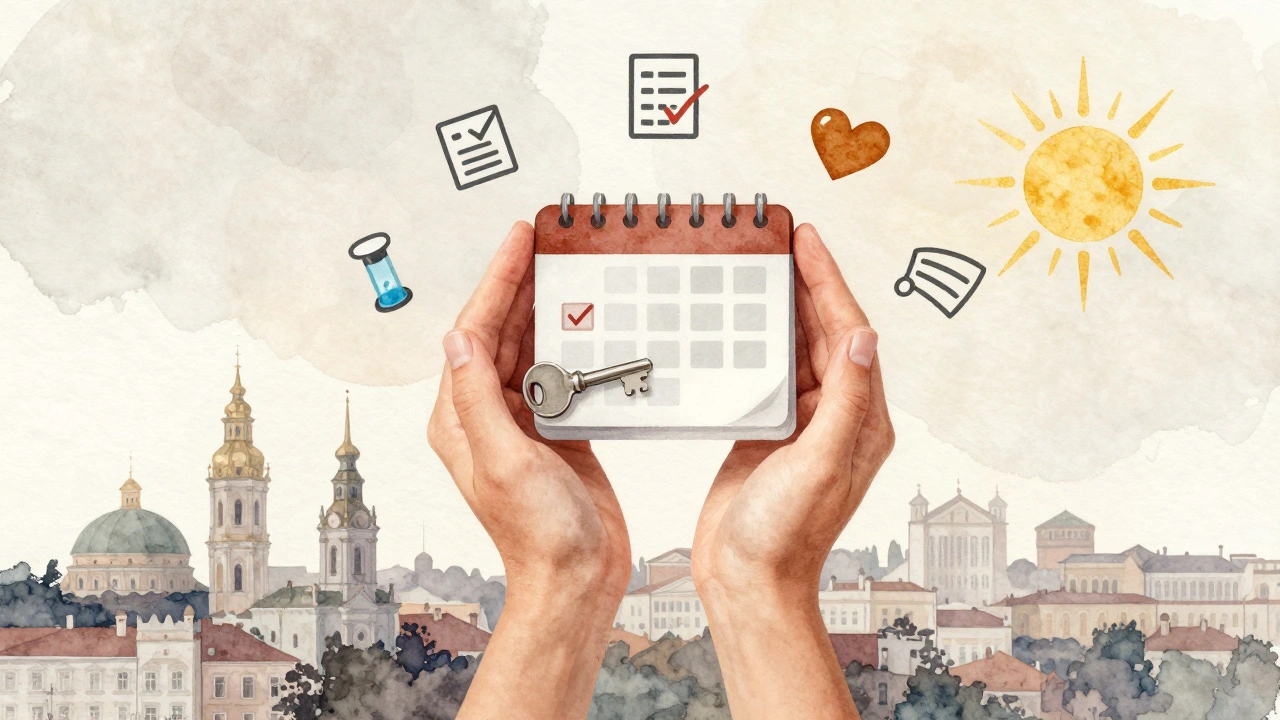 Руки тримають ключ і календар — символ свободи та самостійної роботи прибиральника.