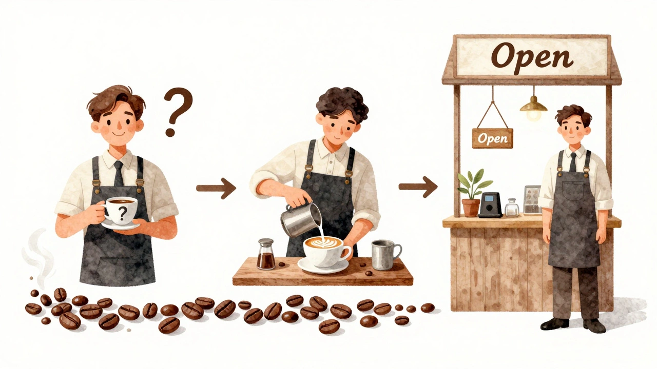 Схема розвитку баристи: від новачка до власника кав’ярні.